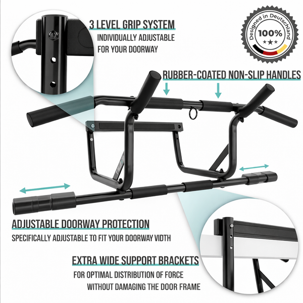 Doorway Pull-Up Bar – Secure Hook-On Design, No Slipping.